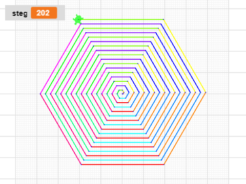 Åttekant rotert med farge og spiral med farge