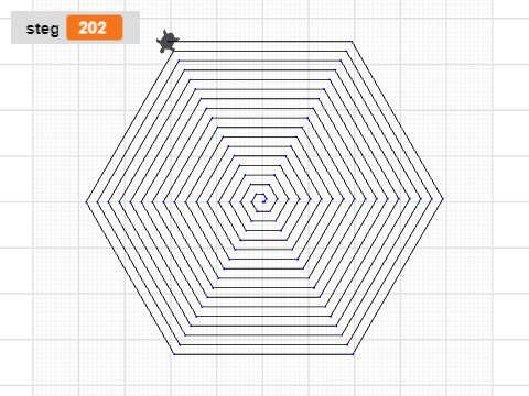 Åttekant rotert med farge og spiral