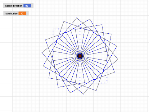 Ecample of Square from Turtlestitch org, with the sqaure defined in a block