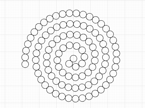 Arithmetic Spiral with Evenly Spaced Circles