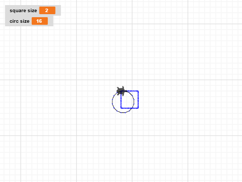 Circle and square with imbedded variable to change size
