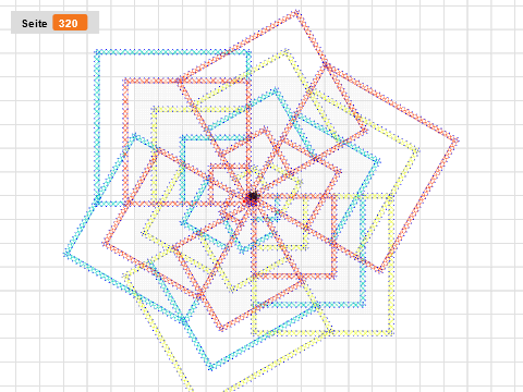Kreuzstich mit Farbe rot, Türkis und rot