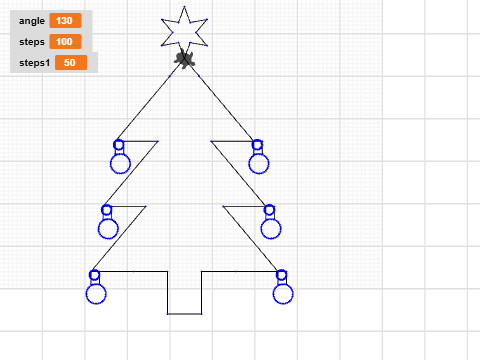 Christmas tree with stars and baubles 